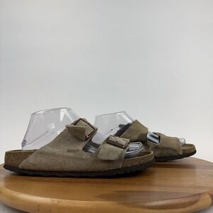 Womens Birkenstock Arizona Soft Footbed Beige‎ Suede Slides Sandals Size EU 39